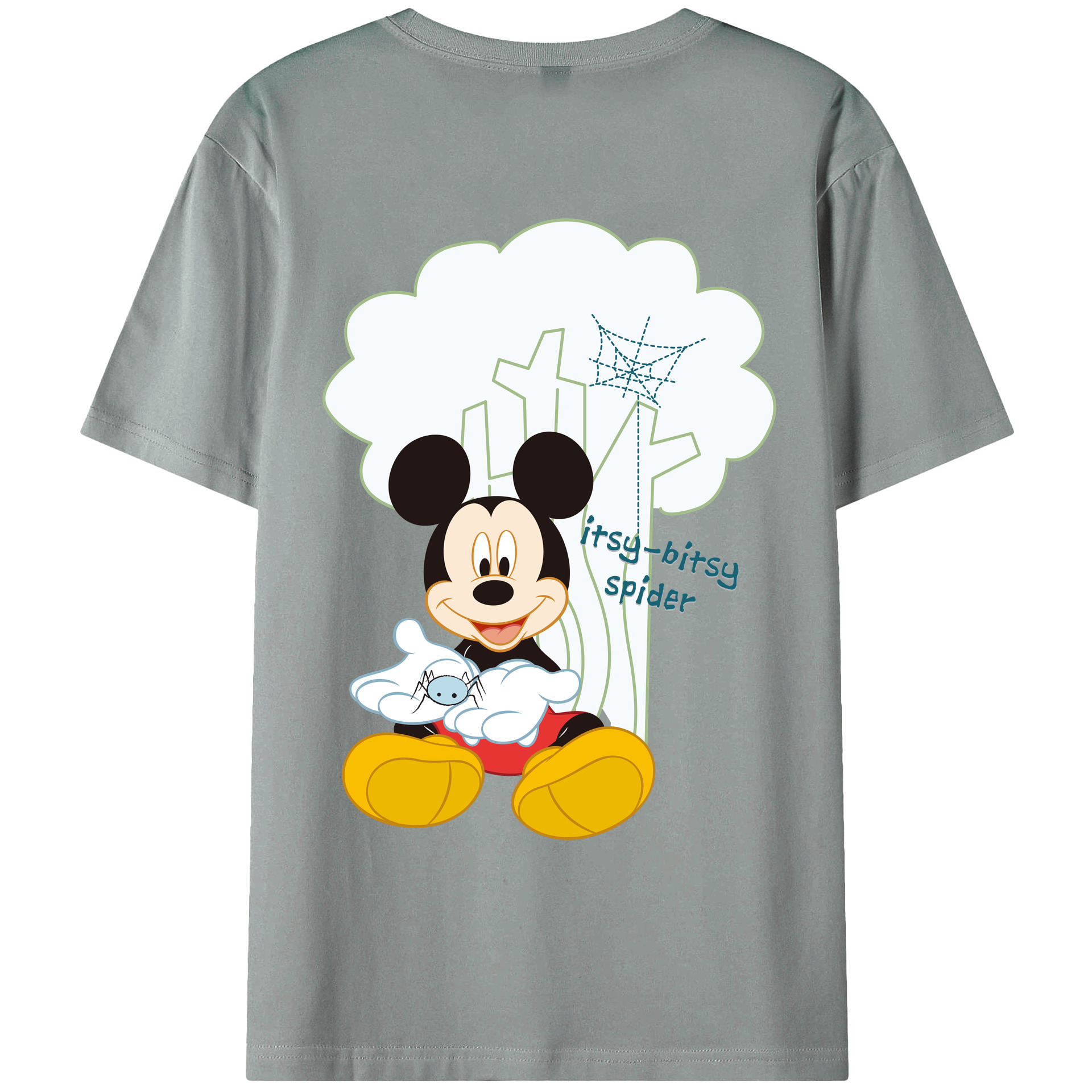 ミッキーマウス Mickey Mouse 綿100％ メンズ半袖Tシャツ（バックプリント） 通気性